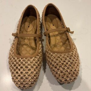 Birdies Tan Woven Mary Jane’s